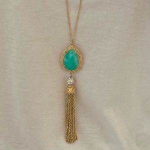 Lilly Pulitzer Gold and Teal tassel necklace. Excellent condition.